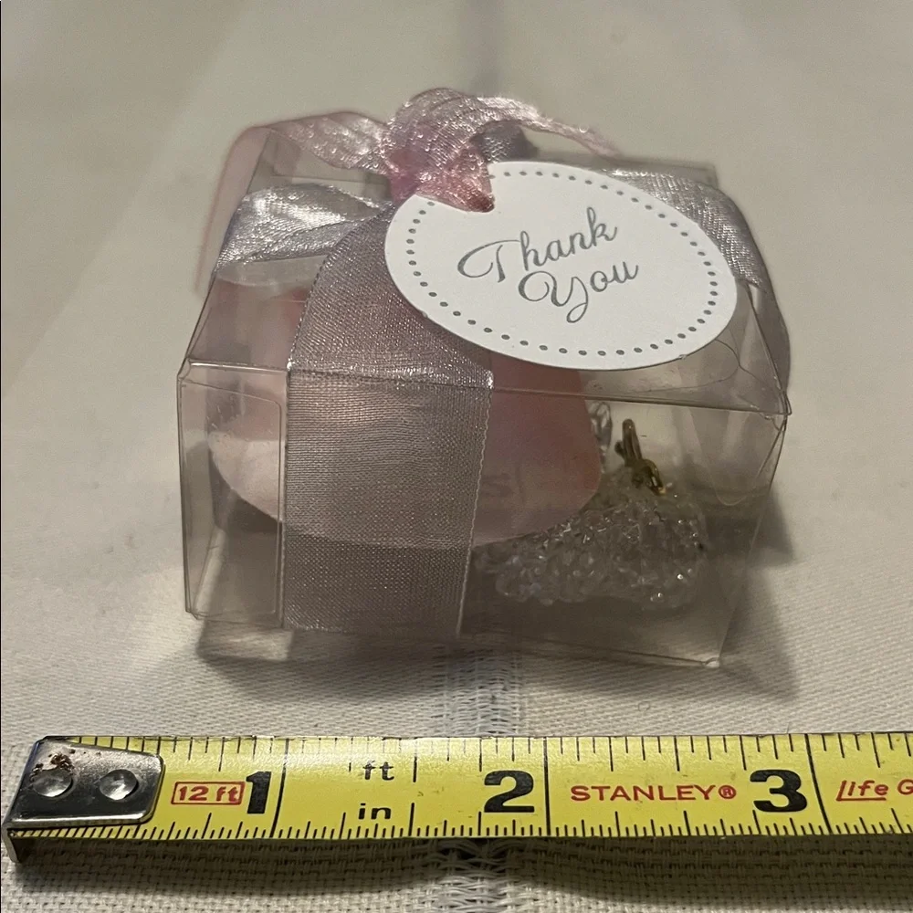 Elegant Thank You Clear Gift Box with Pink Ribbon And Baby Boot inside